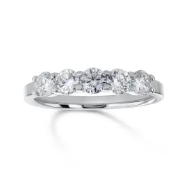 0.90 Cttw Round Diamond 14K White Gold Band