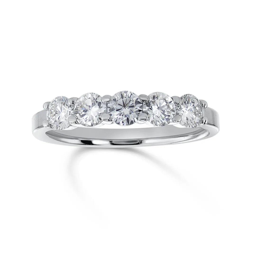 0.90 Cttw Round Diamond 14K White Gold Band