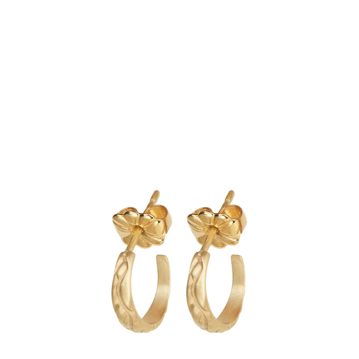 10K Gold Tiny Carved Hoops