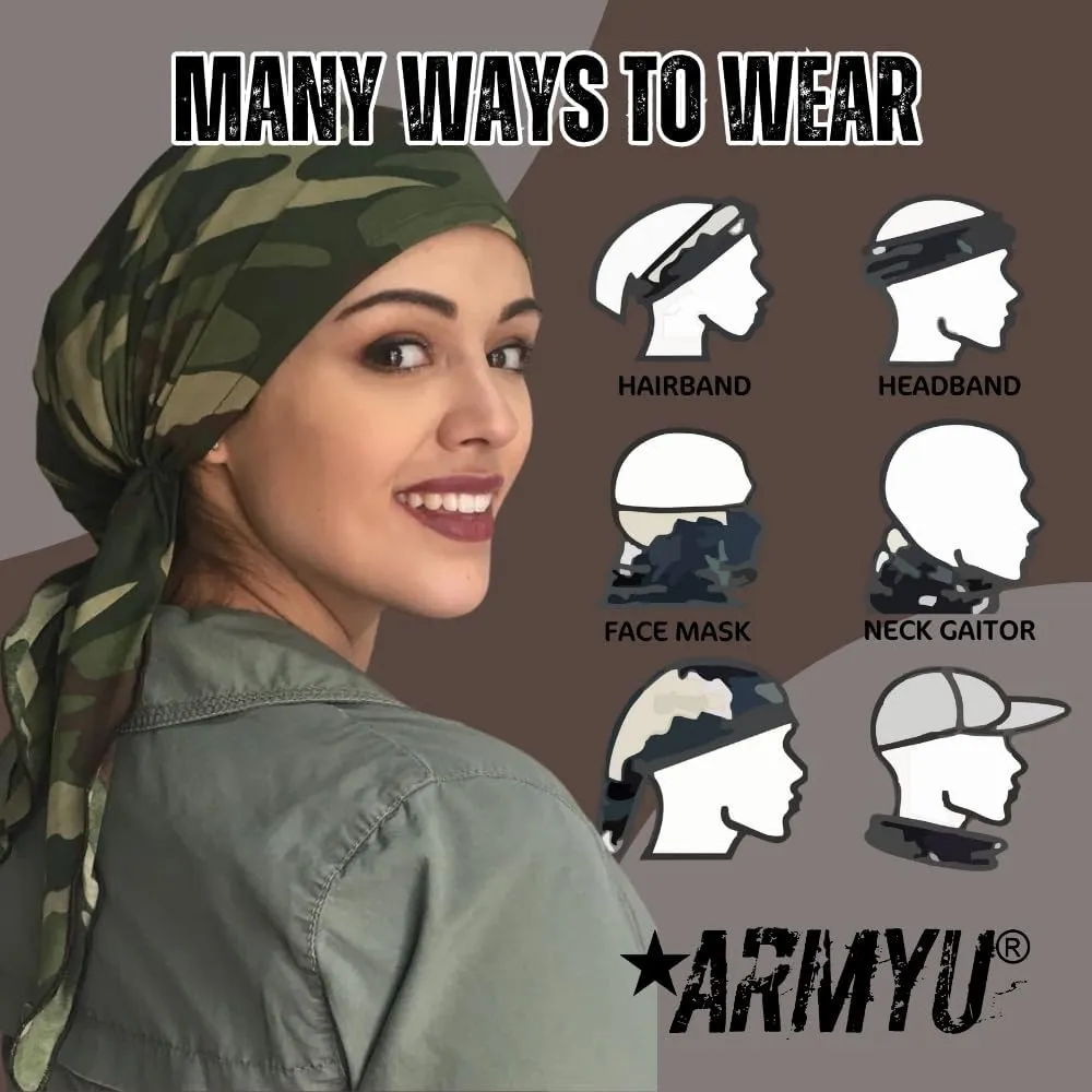 12 Pack Camouflage Bandanas Army Camo Headwraps Military Head Scarves Do-rags 100% Cotton Bandannas 22'' Square
