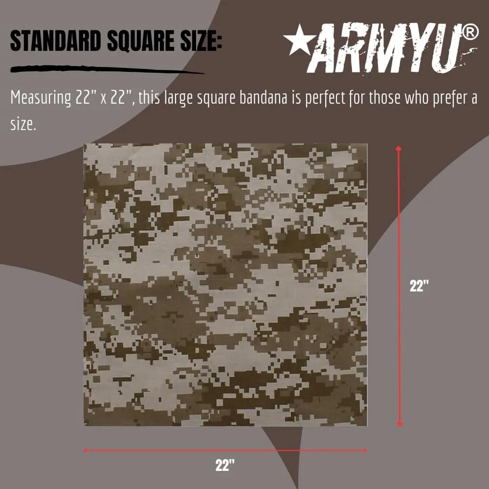 12 Pack Camouflage Bandanas Army Camo Headwraps Military Head Scarves Do-rags 100% Cotton Bandannas 22'' Square