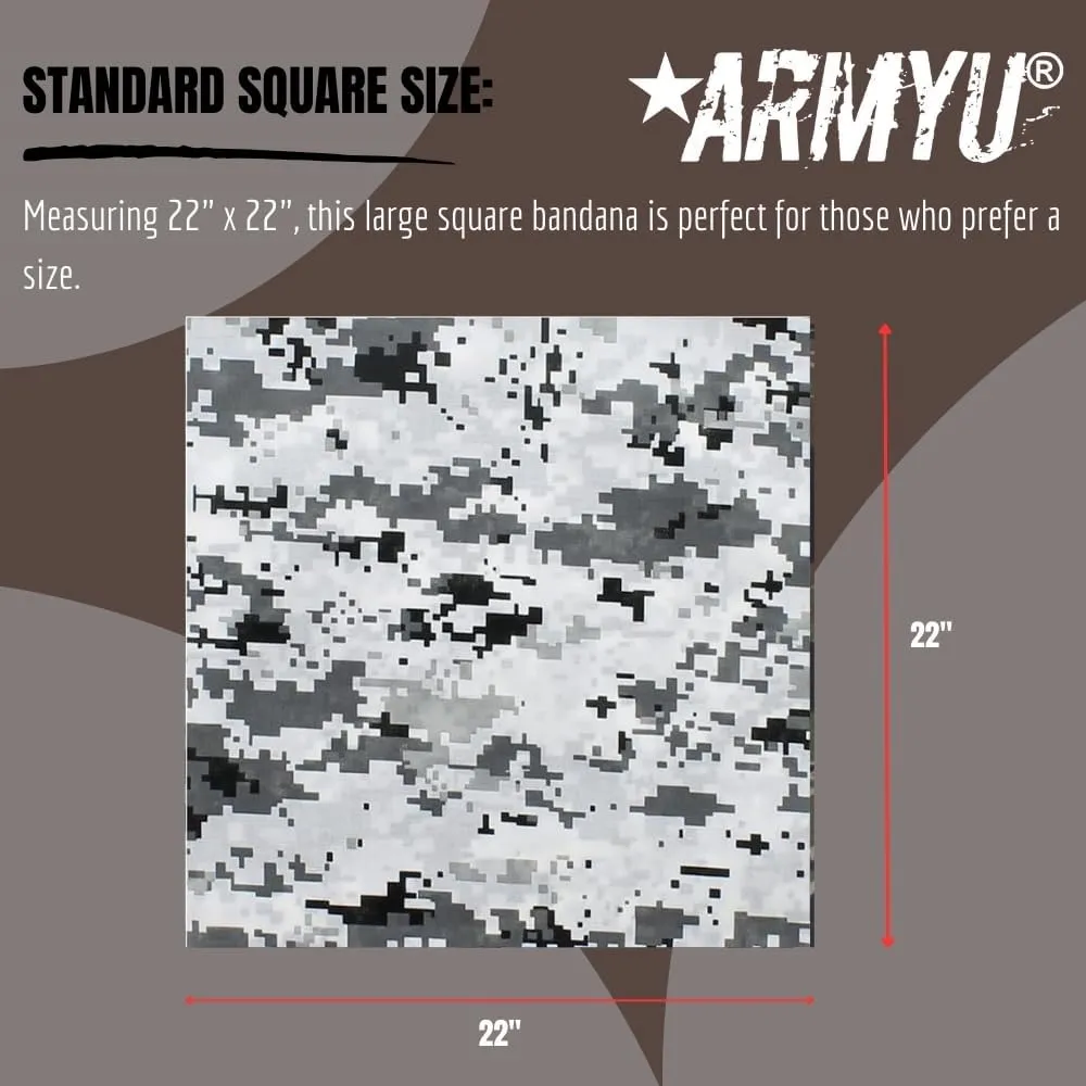 12 Pack Camouflage Bandanas Army Camo Headwraps Military Head Scarves Do-rags 100% Cotton Bandannas 22'' Square