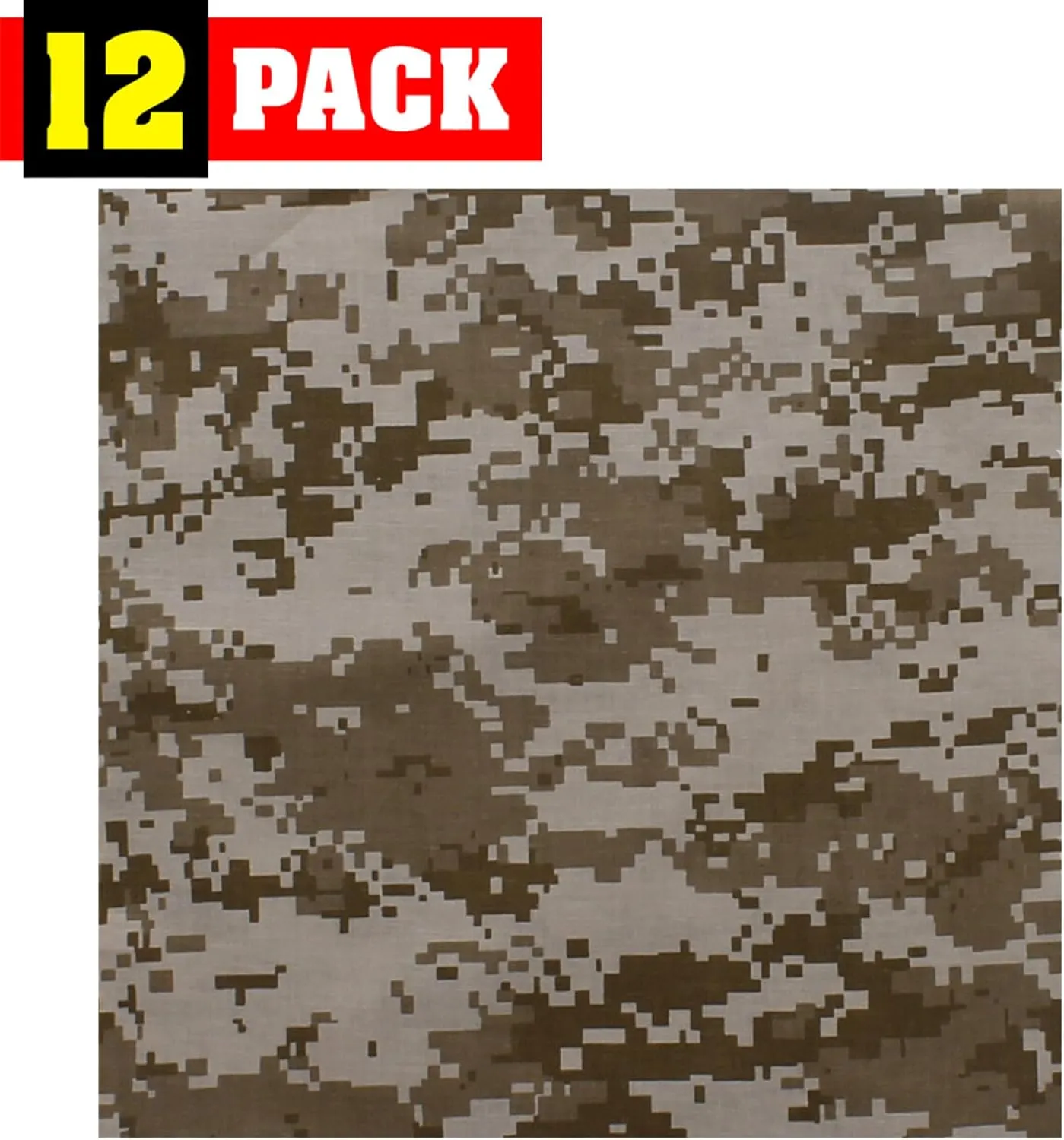 12 Pack Camouflage Bandanas Army Camo Headwraps Military Head Scarves Do-rags 100% Cotton Bandannas 22'' Square
