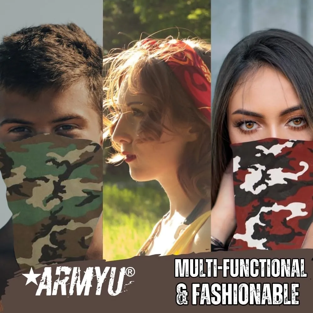 12 Pack Camouflage Bandanas Army Camo Headwraps Military Head Scarves Do-rags 100% Cotton Bandannas 22'' Square