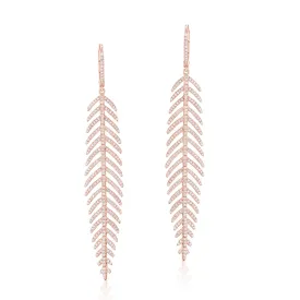 14k Gold & Diamond Feather Earrings - 1.54ct