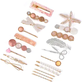 20 Pieces Pearl Hair Clips Set, Hair Barrettes Acrylic Resin Sweet Decorative Bobby Pins Hairpin Headwear Hair Accessories Headwear for Women and Girls
