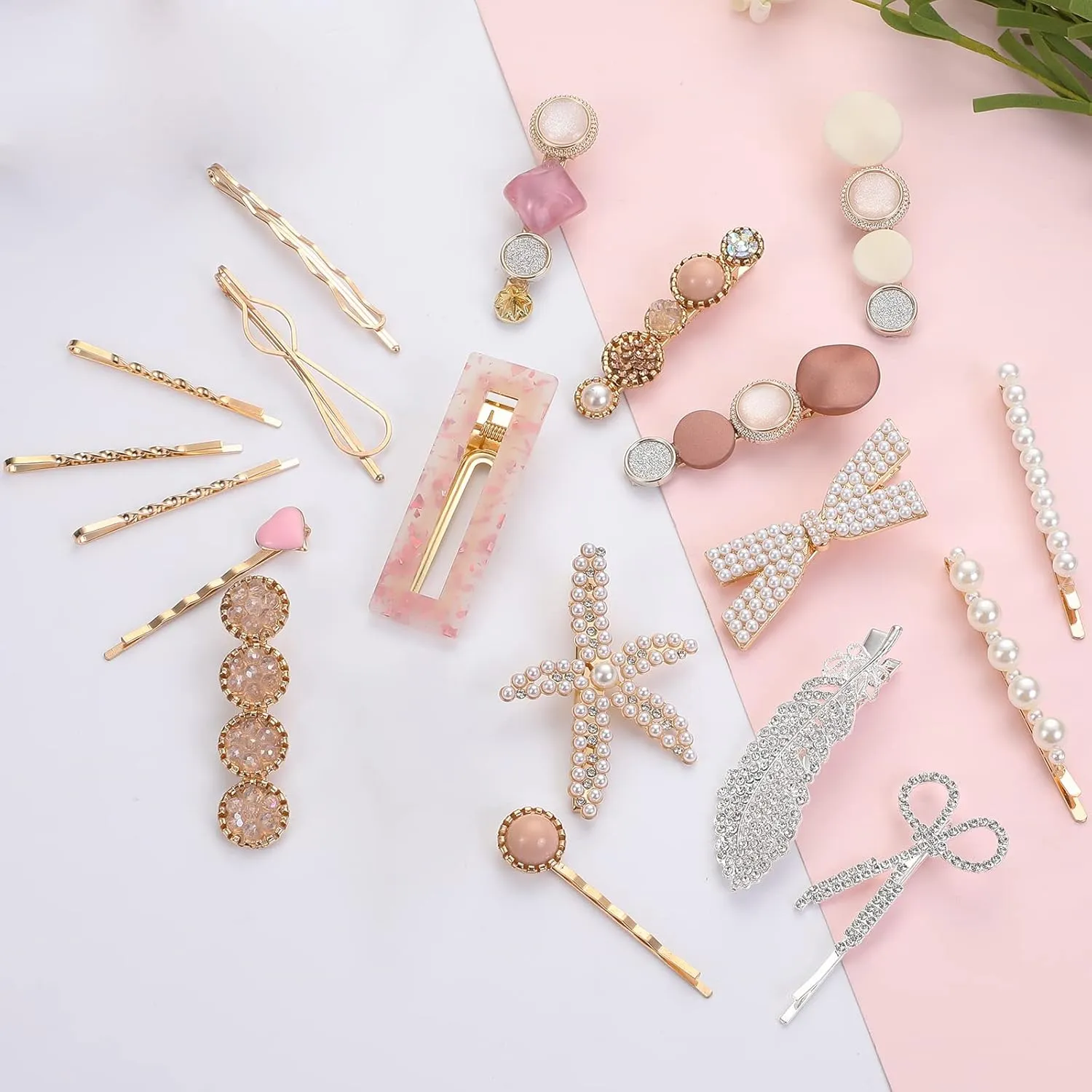 20 Pieces Pearl Hair Clips Set, Hair Barrettes Acrylic Resin Sweet Decorative Bobby Pins Hairpin Headwear Hair Accessories Headwear for Women and Girls