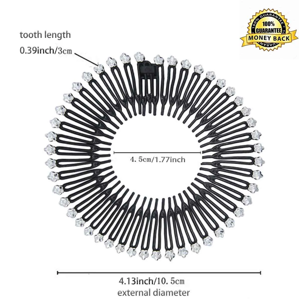 3Pieces Full Circular Stretch Hairband Holder for Women Girls - Flexible Plastic Circle Comb and Hair Comb
