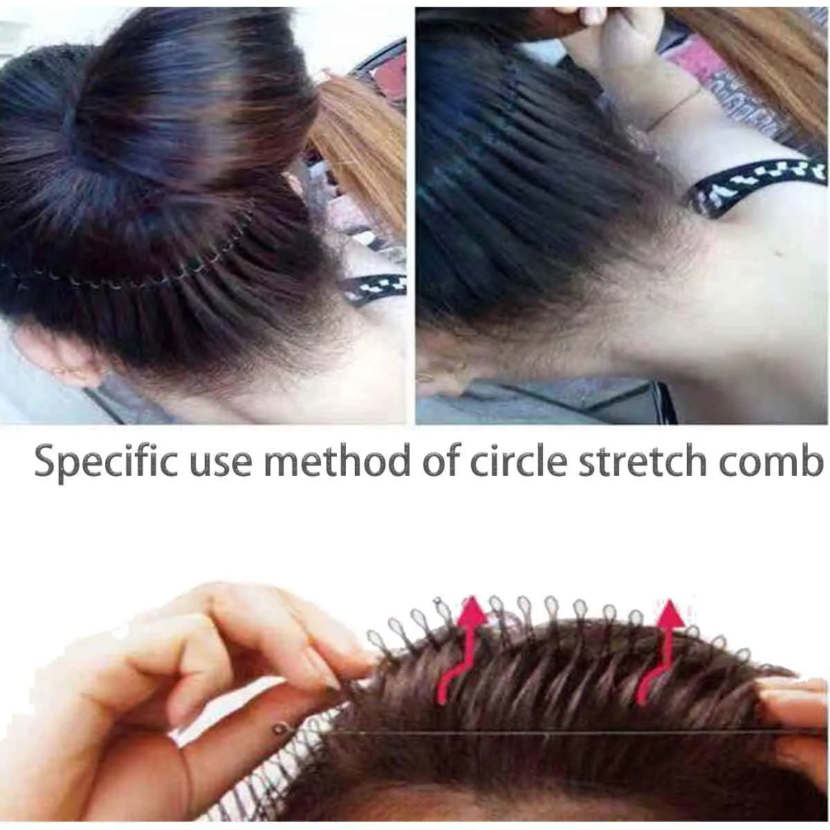 3Pieces Full Circular Stretch Hairband Holder for Women Girls - Flexible Plastic Circle Comb and Hair Comb