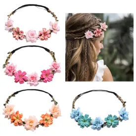 4 Pack Bohemian Flower Crowns - Adjustable Floral Headbands for Women, Bridesmaids Accessories with Silk Flowers for Weddings & Festivals