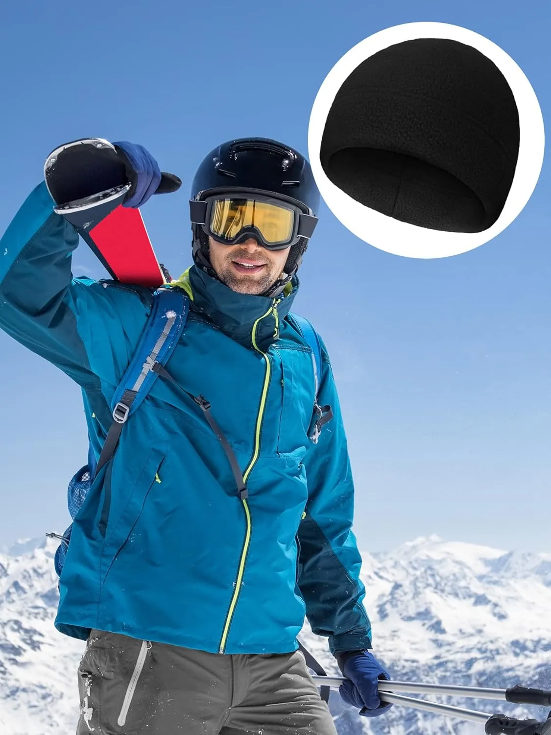 6 Pcs Fleece Skull Cap Men Fleece Beanie Winter Watch Hat Warm Polar Beanie Cap Thick Windproof Unisex for Outdoor Exercising