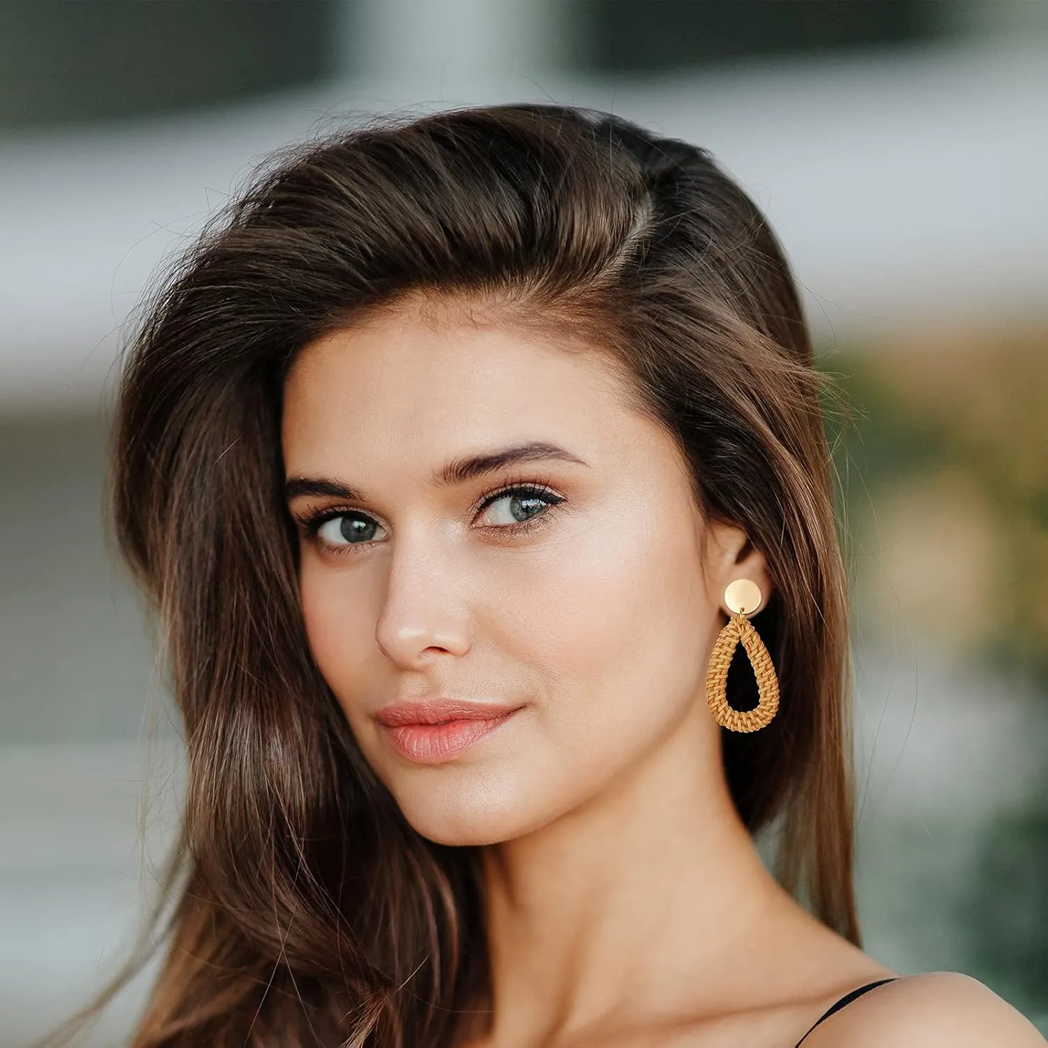 9 Pairs-26 Pairs Rattan Earrings for Women Girls Lightweight Acrylic Geometric Statement Woven Earrings Handmade Straw Wicker Braid Hoop Drop Dangle Earrings