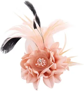 ACTLATI Fascinator Hat for Women Flower Mesh Feathers Hair Clip Tea Party Wedding Cocktail 20s Flapper Headpiece