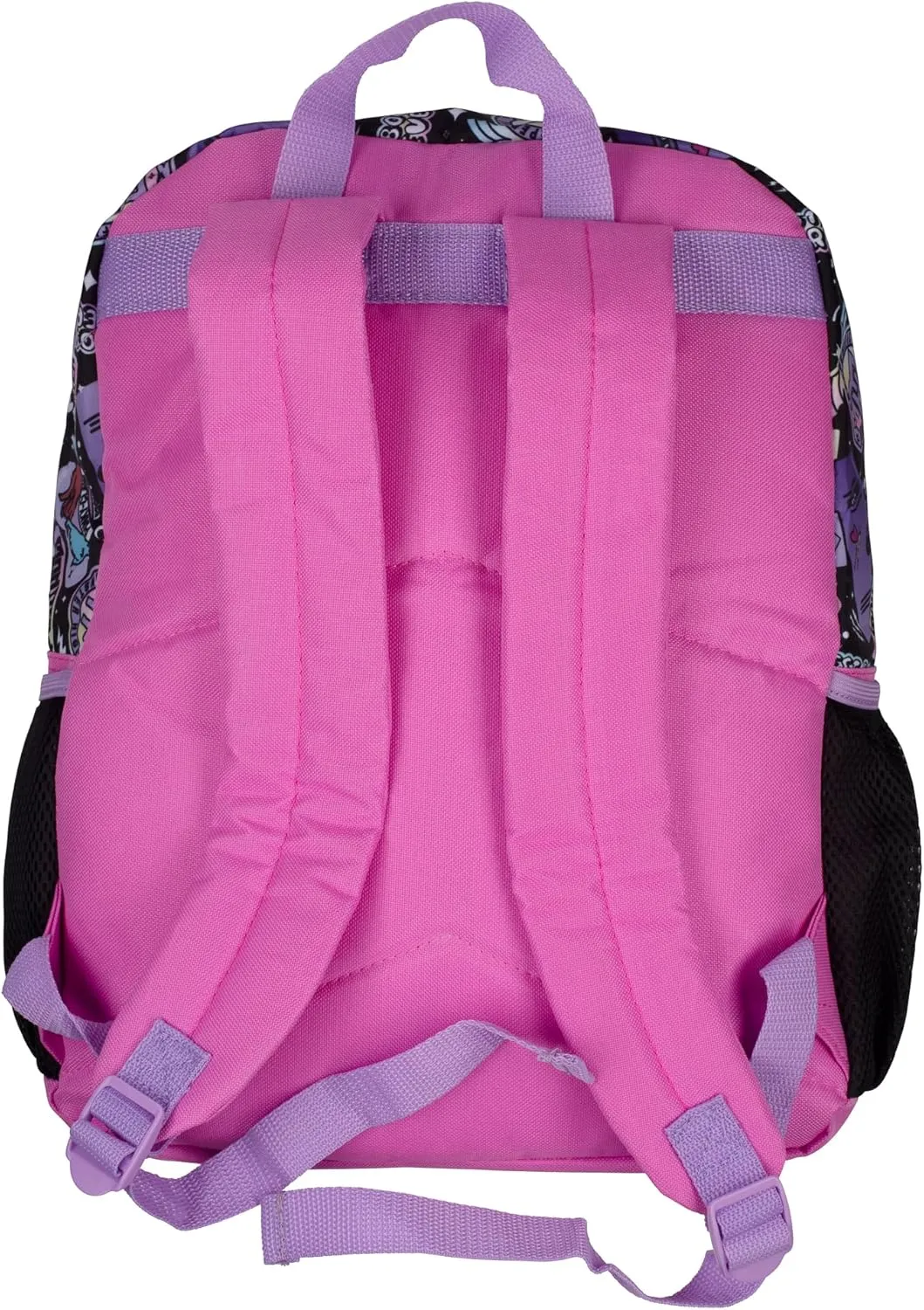 AI ACCESSORY INNOVATIONS Monster High 4 Piece Backpack Set, Clawdeen Wolf, Cleo DeNile, Dracularua, Frankie Stein, & Lagoona Blue Bookbag, Flip Sequins 16 School Bag, Black & Pink