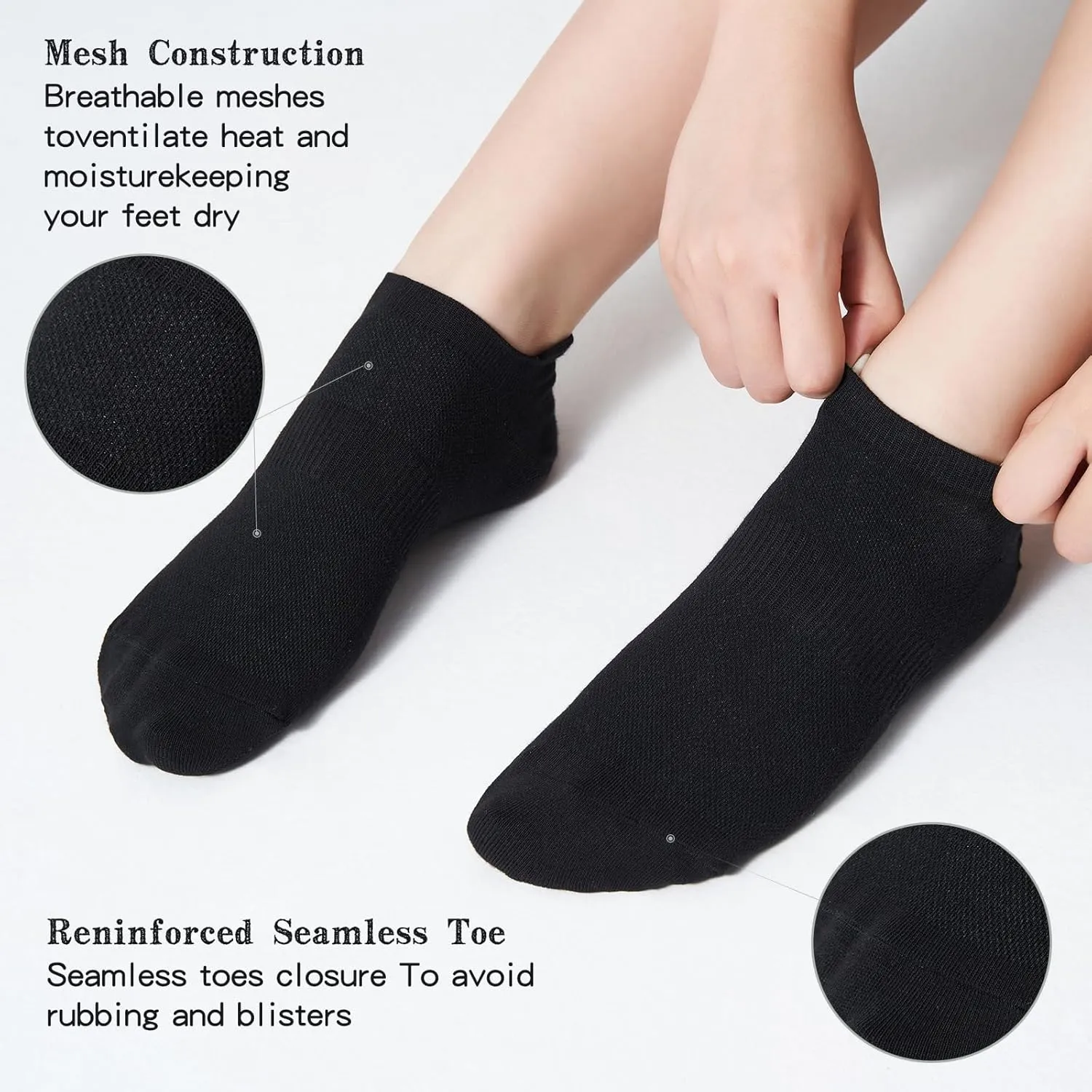 Ankle Socks Women's and Mens Thin Athletic Running Low Cut No Show Short Socks With Heel Tab 6/10 Pairs
