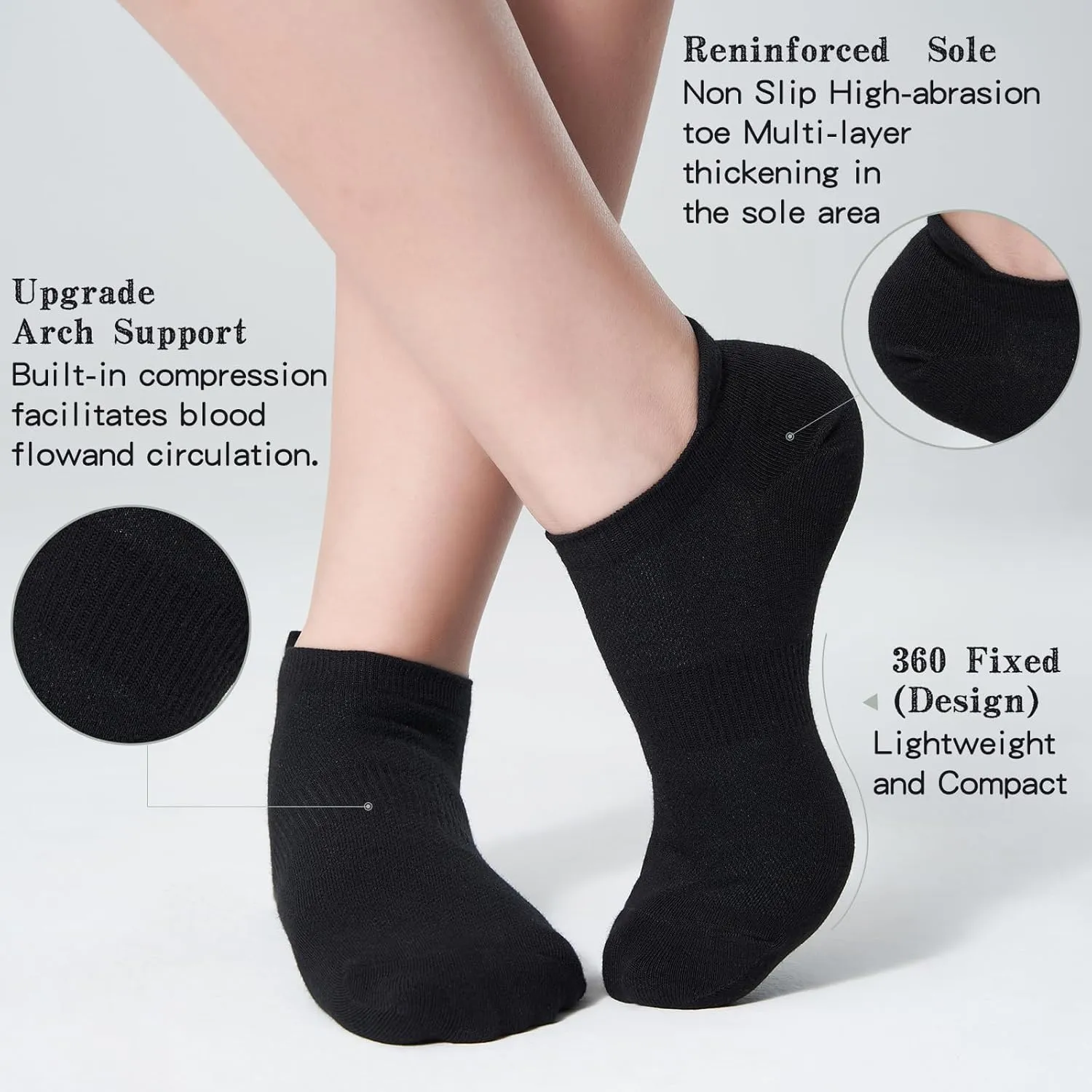 Ankle Socks Women's and Mens Thin Athletic Running Low Cut No Show Short Socks With Heel Tab 6/10 Pairs