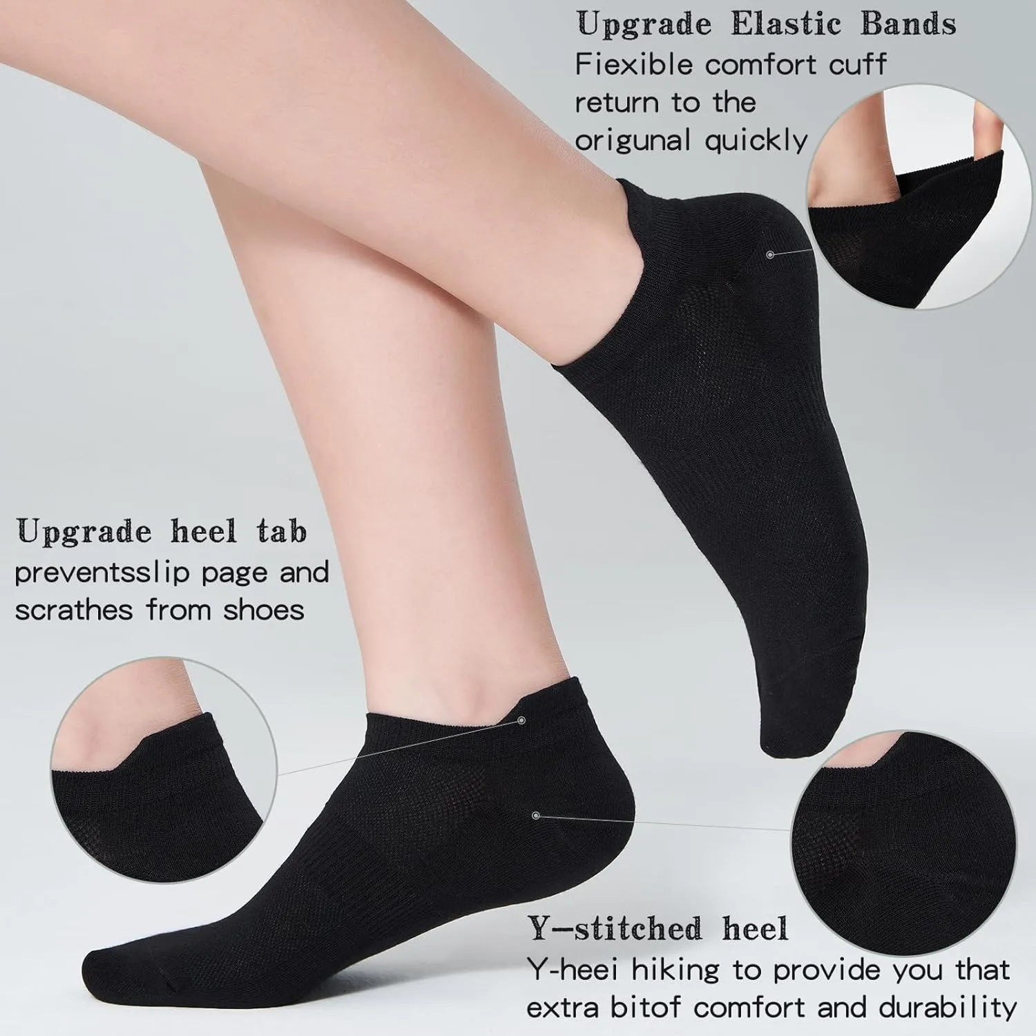 Ankle Socks Women's and Mens Thin Athletic Running Low Cut No Show Short Socks With Heel Tab 6/10 Pairs