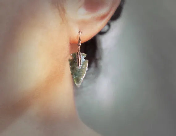 Arrowhead Flint Stone Earrings Tribal Boho Southwestern Native  Custom made Dangle Drop Earrings  Made to Order In Your Color Choice