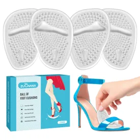 Ball of Foot Cushions (2 Pairs Gel Shoe Inserts), Heel Inserts for Women, Non Slip Heel Pads, Heel Cushions for Foot Pain Relief and Comfort | One Size Fits Any (Clear) Clear