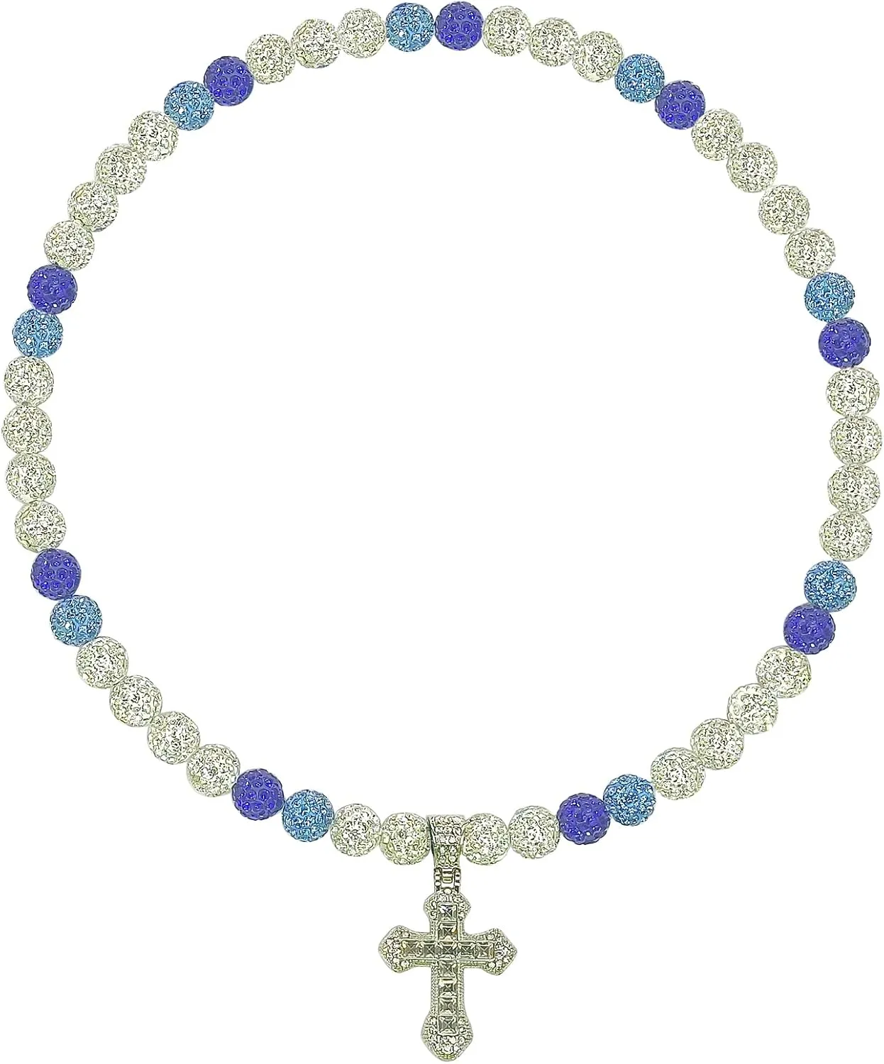 Baseball Necklace for Men 20 Inch Bling Ice Collection Cross Pendant Necklace for Women Rhinestone Clay Beaded Discoball Baseball Accessories Gifts for Team Players Lovers