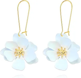 Bohemian Daisy Flower Earrings for Women Elegant Handmade Long Matte Layered Tiered Floral Flower Petal Dangle Drop Earrings Boho Chic Flower Earrings Wedding Birthday Jewelry Gifts