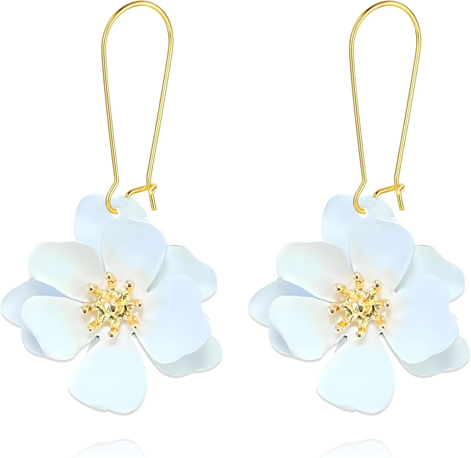 Bohemian Daisy Flower Earrings for Women Elegant Handmade Long Matte Layered Tiered Floral Flower Petal Dangle Drop Earrings Boho Chic Flower Earrings Wedding Birthday Jewelry Gifts