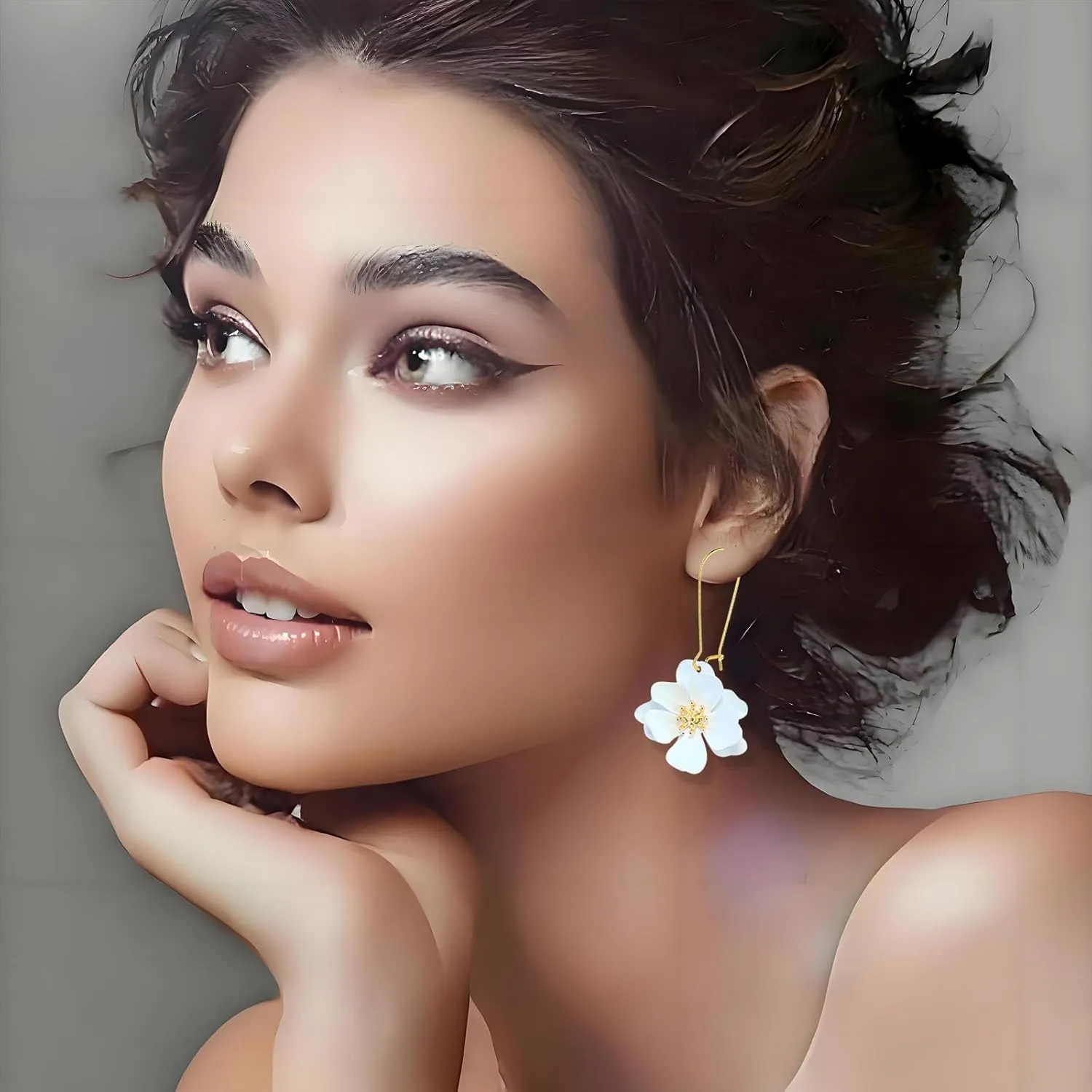 Bohemian Daisy Flower Earrings for Women Elegant Handmade Long Matte Layered Tiered Floral Flower Petal Dangle Drop Earrings Boho Chic Flower Earrings Wedding Birthday Jewelry Gifts