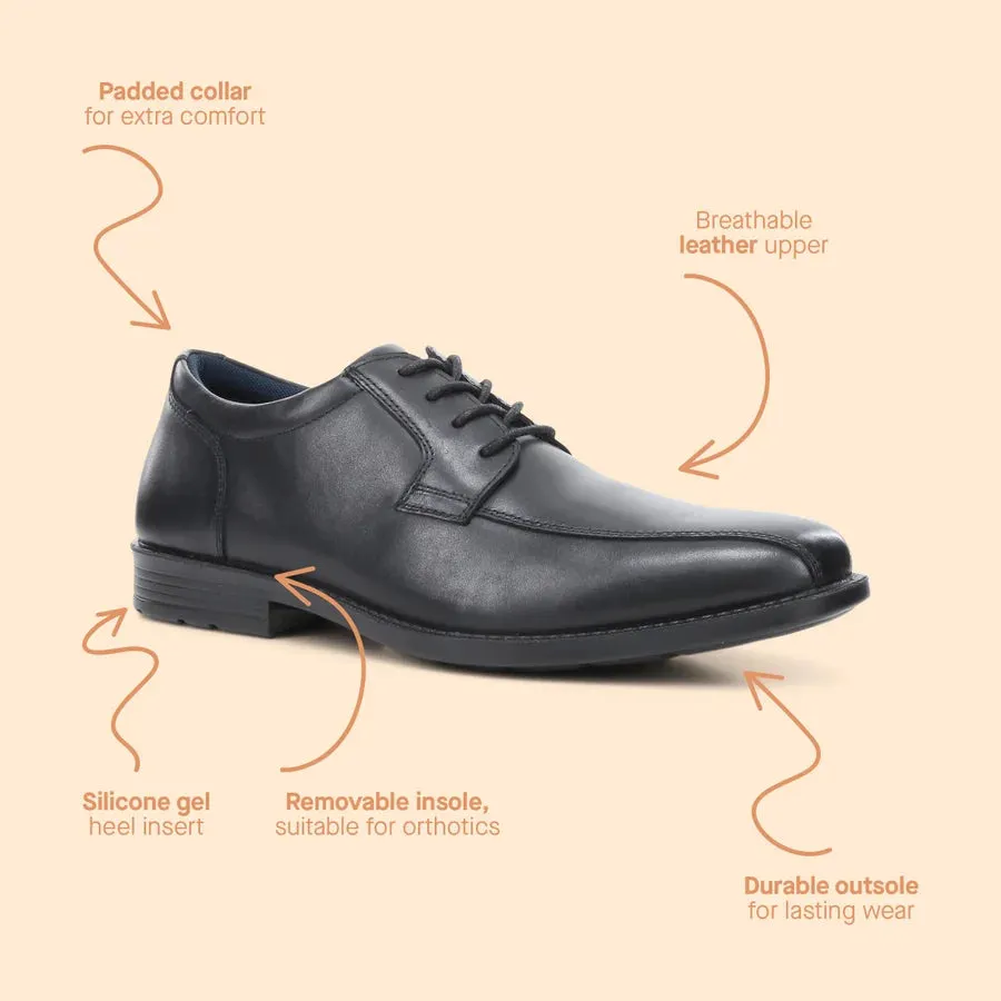 .Clarks Brooklyn School Shoes Black Leather - (201638) - BRK - R2L11