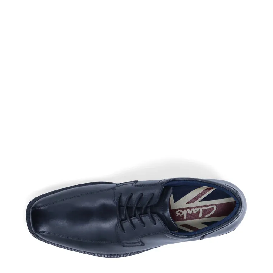 .Clarks Brooklyn School Shoes Black Leather - (201638) - BRK - R2L11