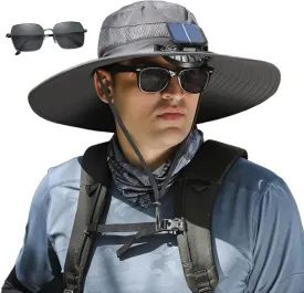 Colitt Fishing Hat with Built in Fan, 2025 New Ultralightwide Brim Solar Fan Outdoor Fishing Hat-Solar & USB Charging