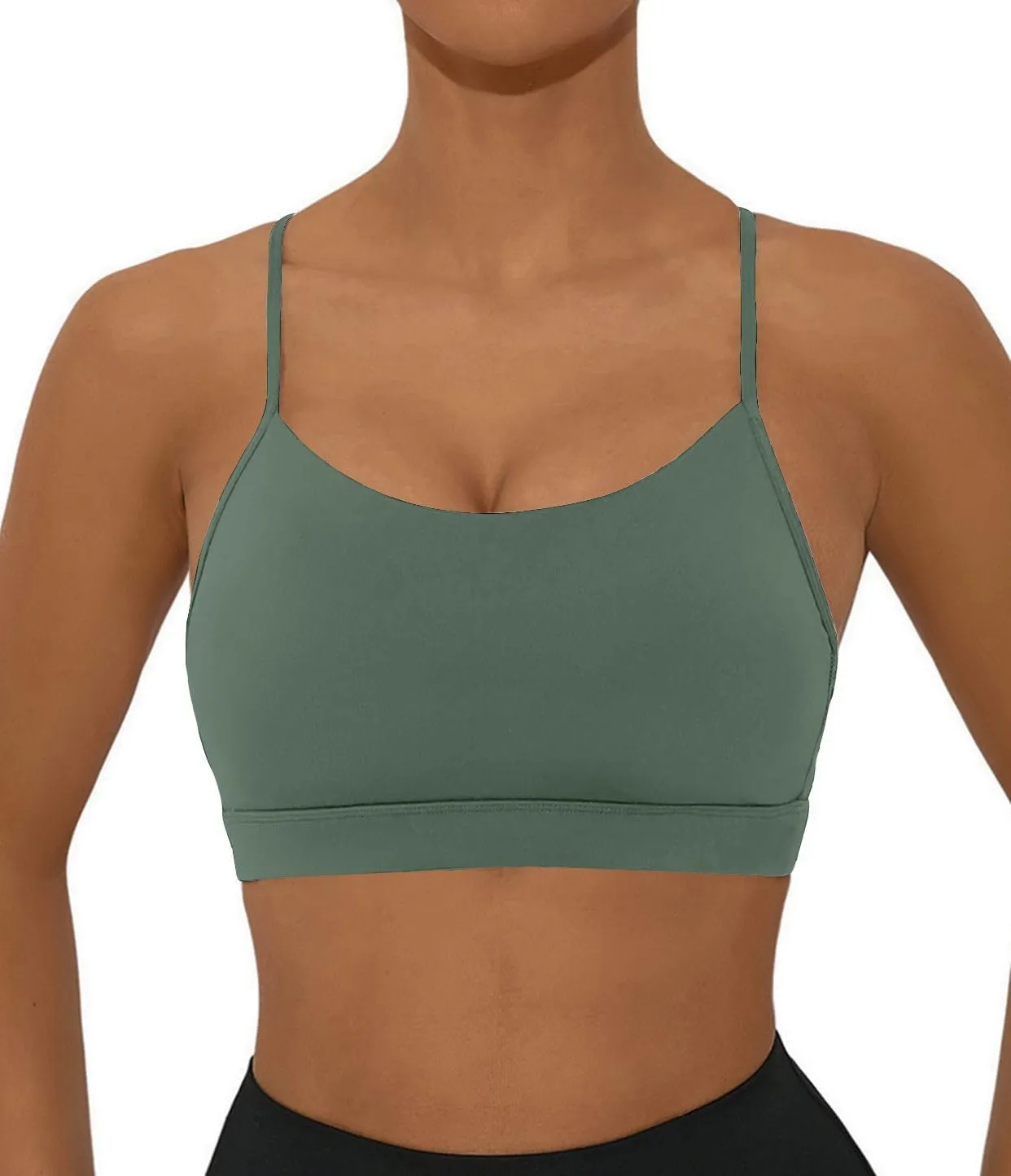 Comper Y Back Sports Bra for Women Low Impact Racerback Workout Bras Sexy Thin Straps Yoga Bras with Removable Pads