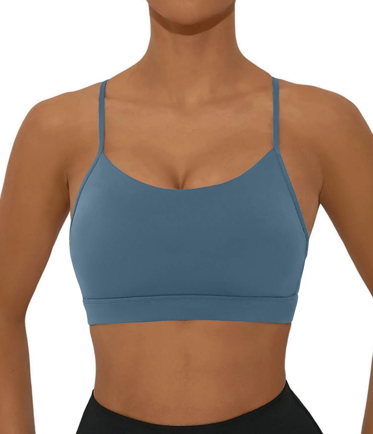 Comper Y Back Sports Bra for Women Low Impact Racerback Workout Bras Sexy Thin Straps Yoga Bras with Removable Pads