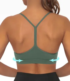 Comper Y Back Sports Bra for Women Low Impact Racerback Workout Bras Sexy Thin Straps Yoga Bras with Removable Pads