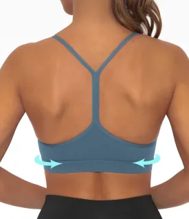 Comper Y Back Sports Bra for Women Low Impact Racerback Workout Bras Sexy Thin Straps Yoga Bras with Removable Pads