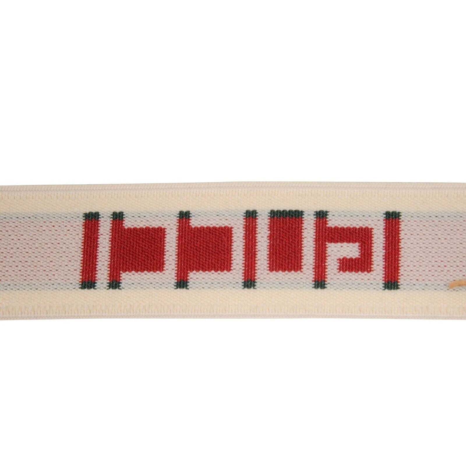 Cream White Red Stretch Fabric Logo Stripe Elastic Belt