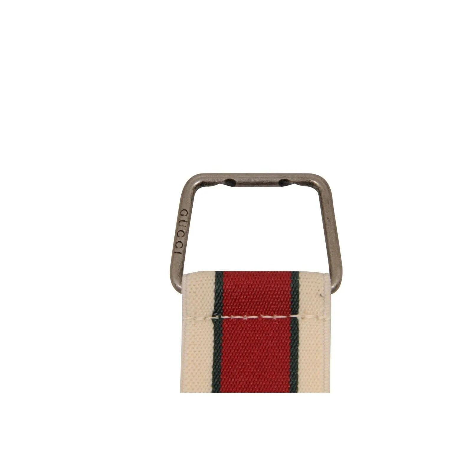Cream White Red Stretch Fabric Logo Stripe Elastic Belt