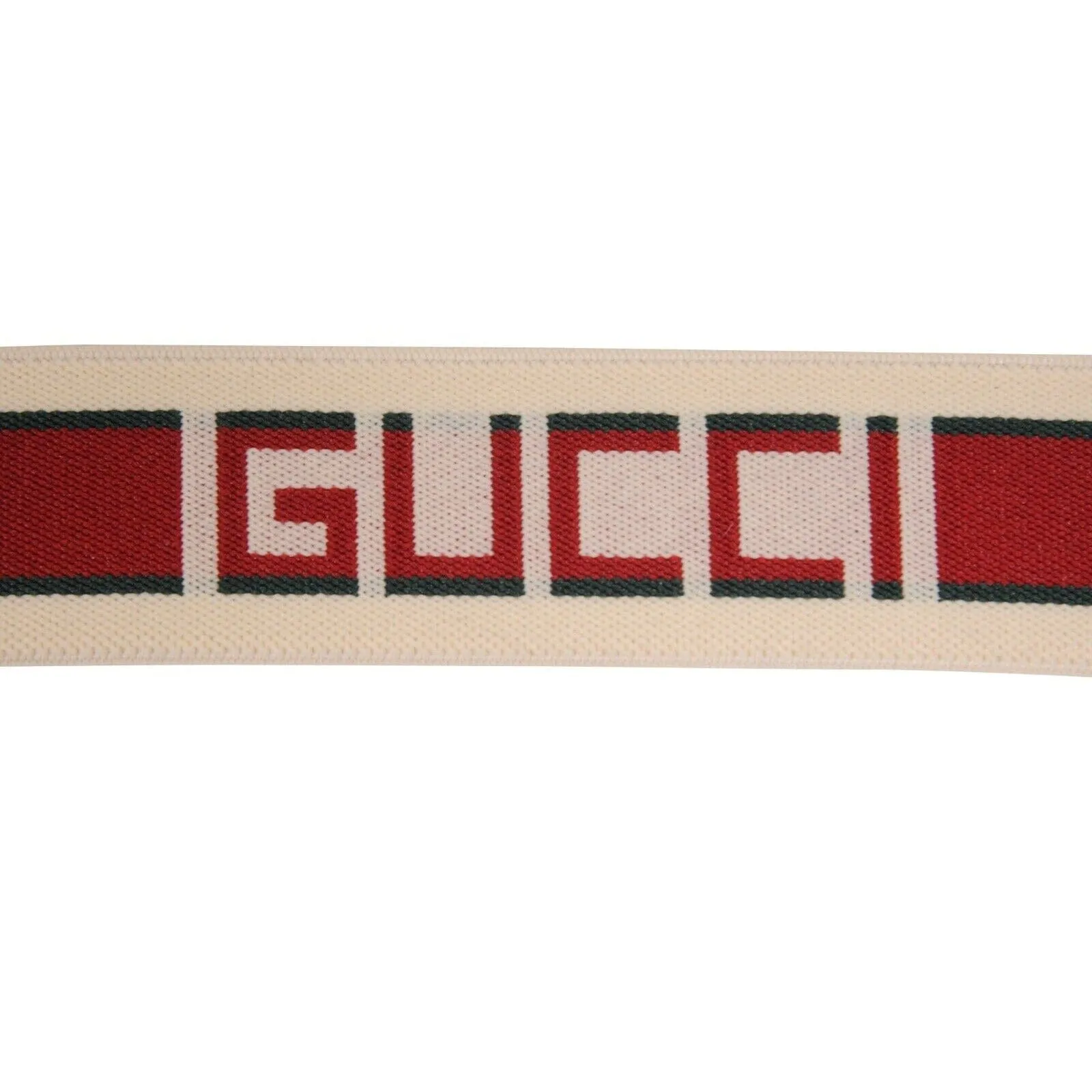 Cream White Red Stretch Fabric Logo Stripe Elastic Belt