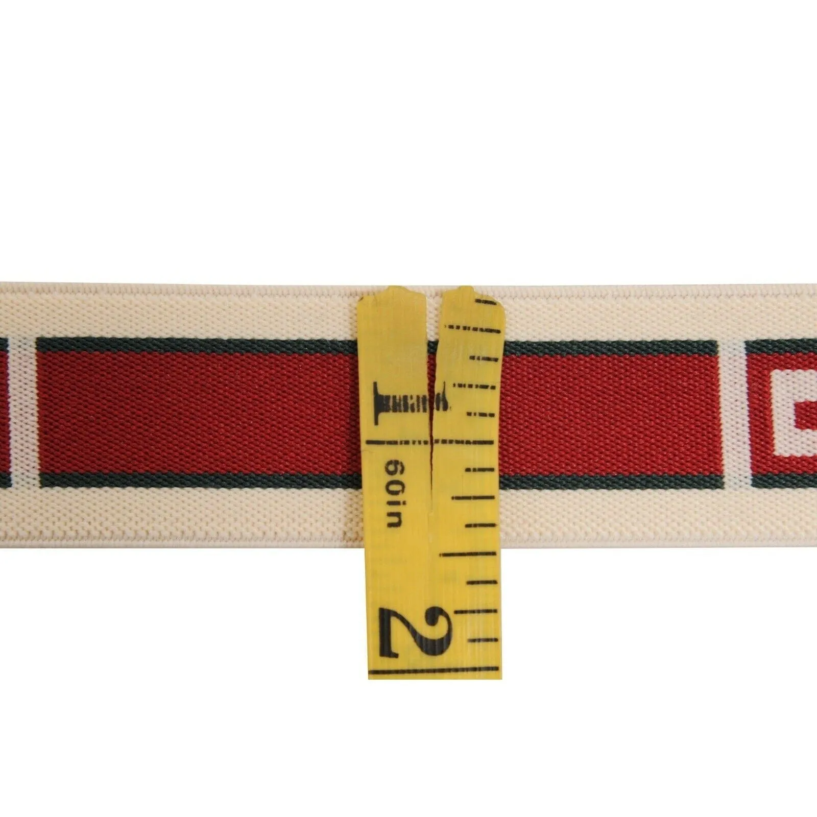 Cream White Red Stretch Fabric Logo Stripe Elastic Belt