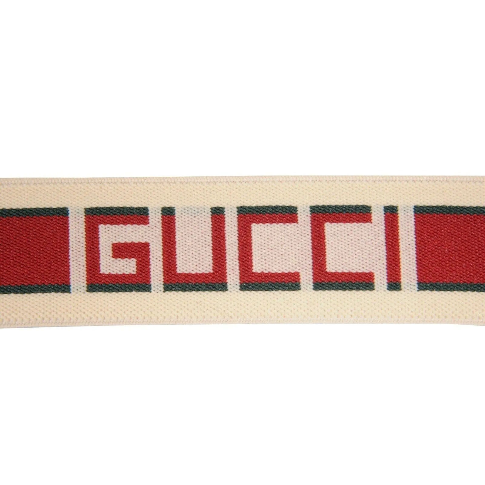 Cream White Red Stretch Fabric Logo Stripe Elastic Belt