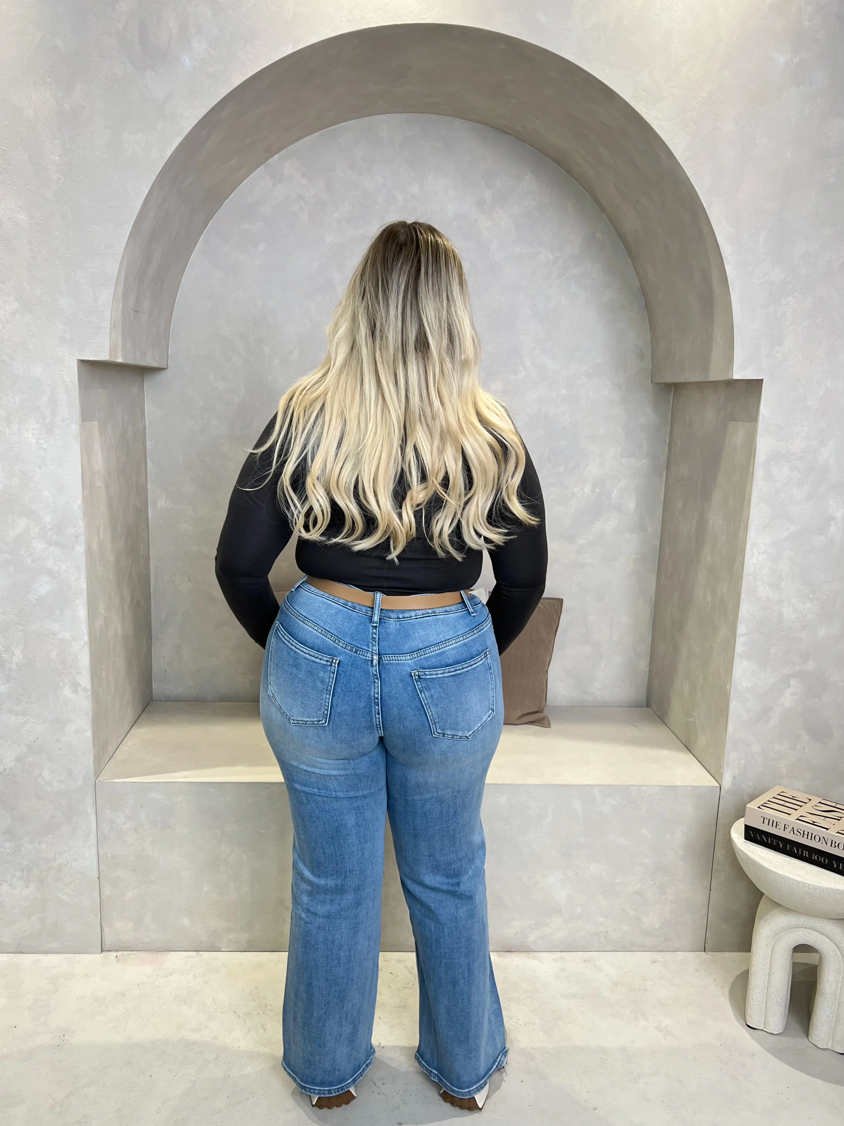 Curve Wide Leg Stretch Jeans With Belt