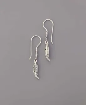 Dainty Feather Design Sterling Silver Dangle Earrings
