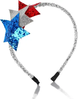 Doneace Hairband - 4th of July Themed Headband with Star Hair Hoop, Red White Blue, 1PCS, Hair Accessory for Women Girls Kids Patriotic Themed Party