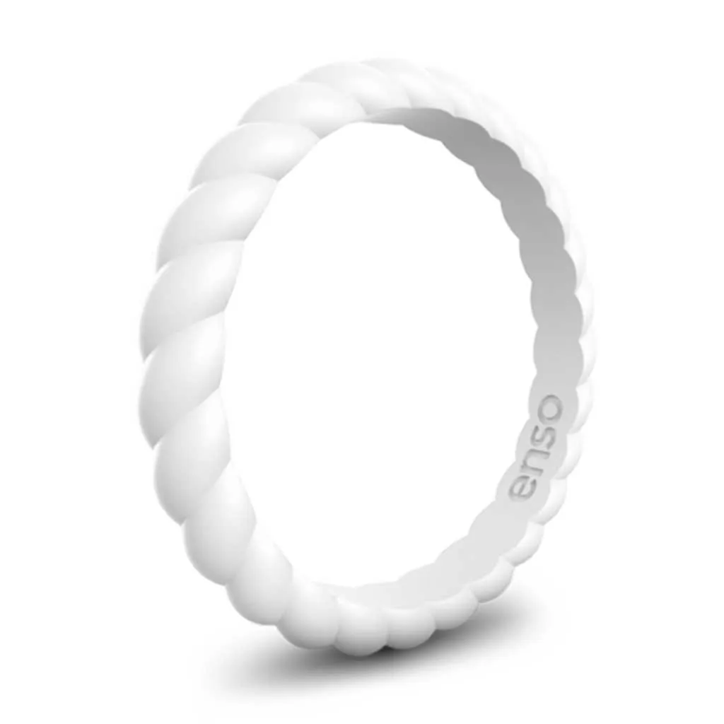 Enso Rings Braided Stackables Silicone Ring Triple Pack - Obsidian/Pink/White