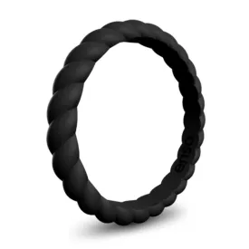 Enso Rings Braided Stackables Silicone Ring Triple Pack - Obsidian/Pink/White