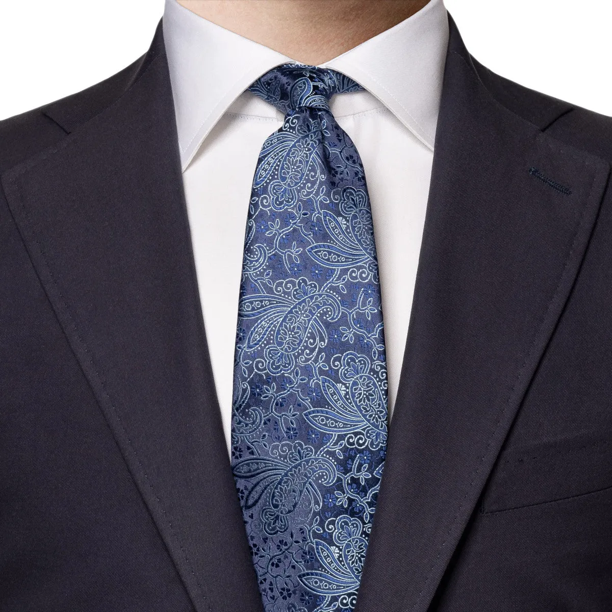 Eton Paisley Silk Tie 29 Navy