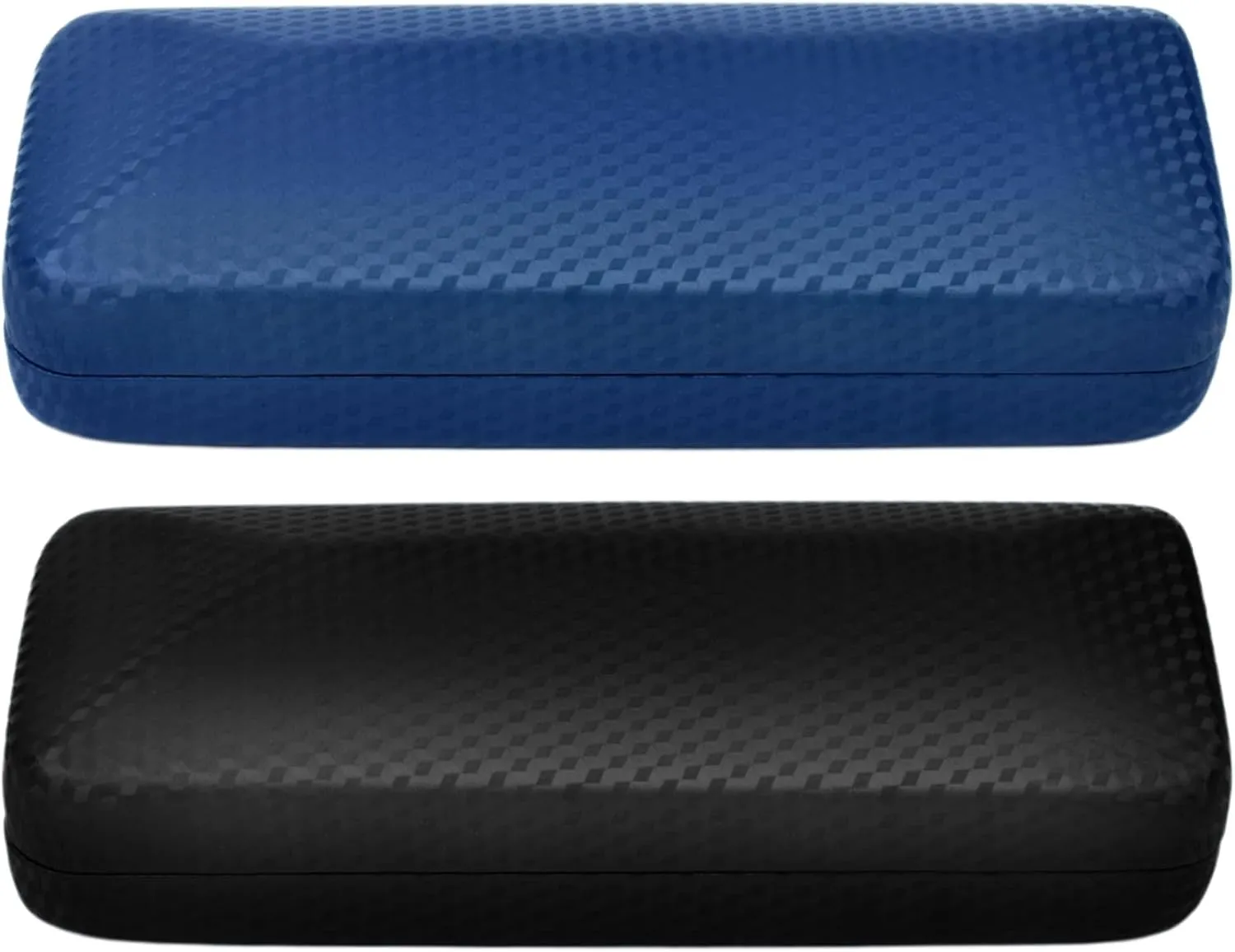 Eyeglass Case Hard Shell, Portable Sunglasses Case, Fashionable Geometric Pattern Eyeglass Case, with Cleaning Cloth Suitable for Men's and Women's Glasses Cover ??Blue and Black?? 2Pack