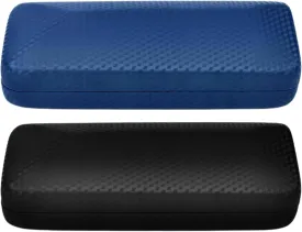 Eyeglass Case Hard Shell, Portable Sunglasses Case, Fashionable Geometric Pattern Eyeglass Case, with Cleaning Cloth Suitable for Men's and Women's Glasses Cover ??Blue and Black?? 2Pack
