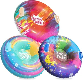 FindUWill 3 Pack Snow Tubes Sleds for Sledding, 35 Big Inflatable Snow Tube Sled Heavy Duty with Handles for Christmas Kids Gifts Winter Outdoor Sports Snow Toys