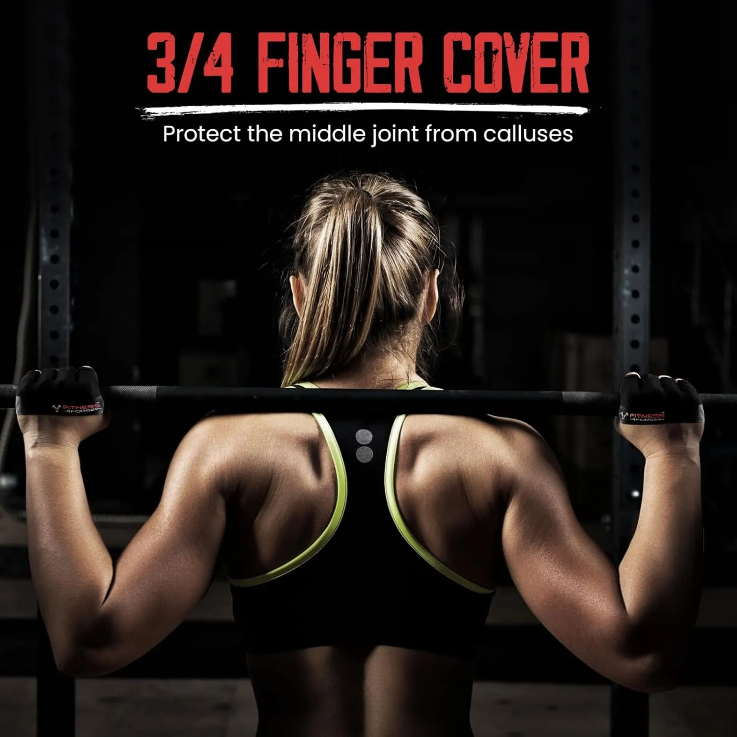 FITNESS FORCE Workout Gloves for Men & Women - Partial Weight Lifting Gloves with Non-Slip Gym Grip, Calluses Guard & Fingerless Design for Exercise