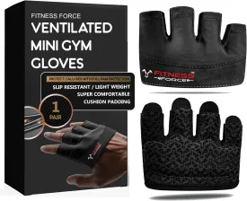 FITNESS FORCE Workout Gloves for Men & Women - Partial Weight Lifting Gloves with Non-Slip Gym Grip, Calluses Guard & Fingerless Design for Exercise